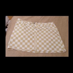 RSQ Beige White Checkered Mini Skirt Women's 28 Skater Rocker Punk Cute Trending